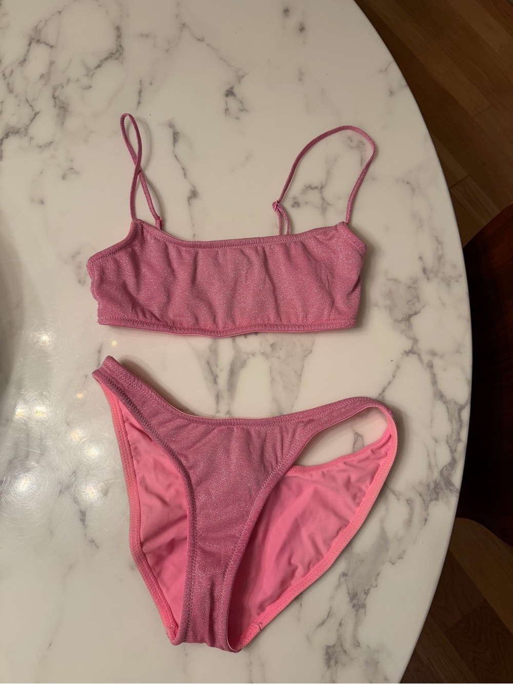 triangl swimwear Pink Shimmery Bandeau Bikini Set